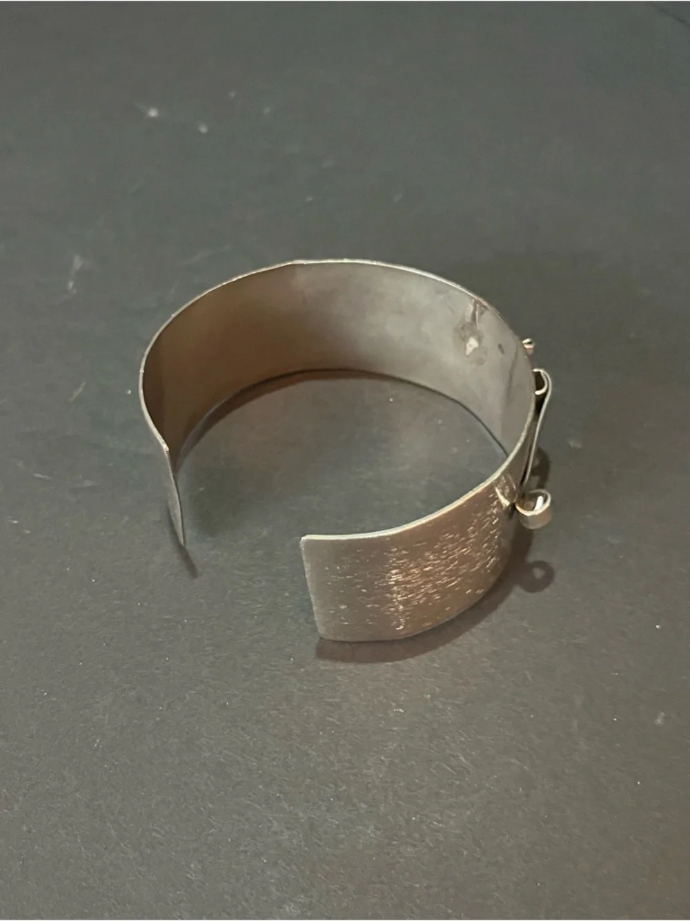 Silvertone Modernist industrial cuff bracelet Sculptural Steampunk